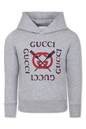 Light grey logo-print hoodie GUCCI KIDS | 771624XJGZD1151